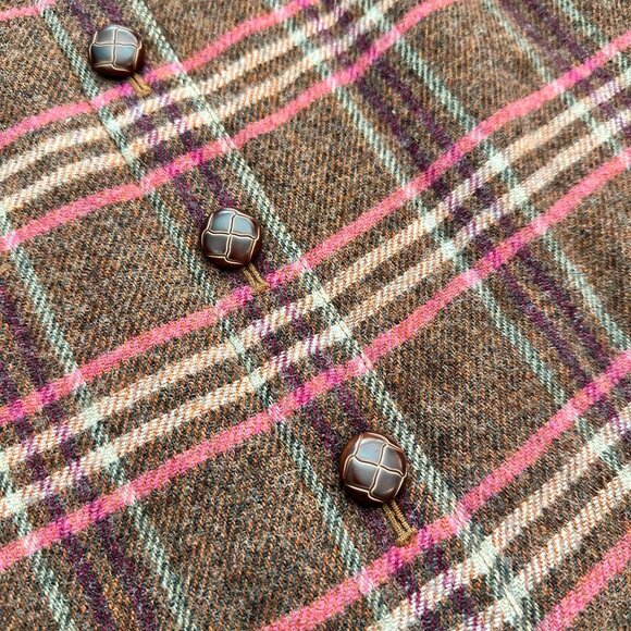 Talbots Plaid Wool Skirt With Lining Womens Size 6 Brown Pink Button Front - Picture 4 of 9